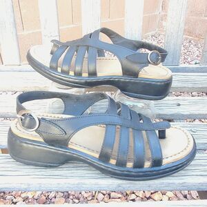 Dansko Lolita Black Platform Sandals Womens 39 Leather Strappy US 8-8.5 Y2K